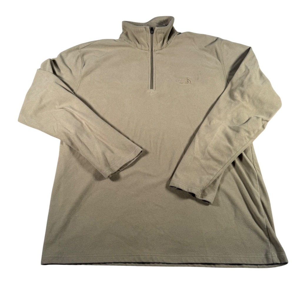 The North Face Fleece Pullover Mens Large Tan TKA 100 Quarter Zip